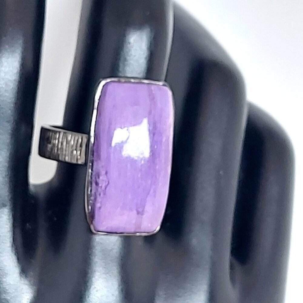 Natural 33 ct‎ Natural Charoite 925 Sterling Silver Ring Sz 9 - Picture 10 of 13